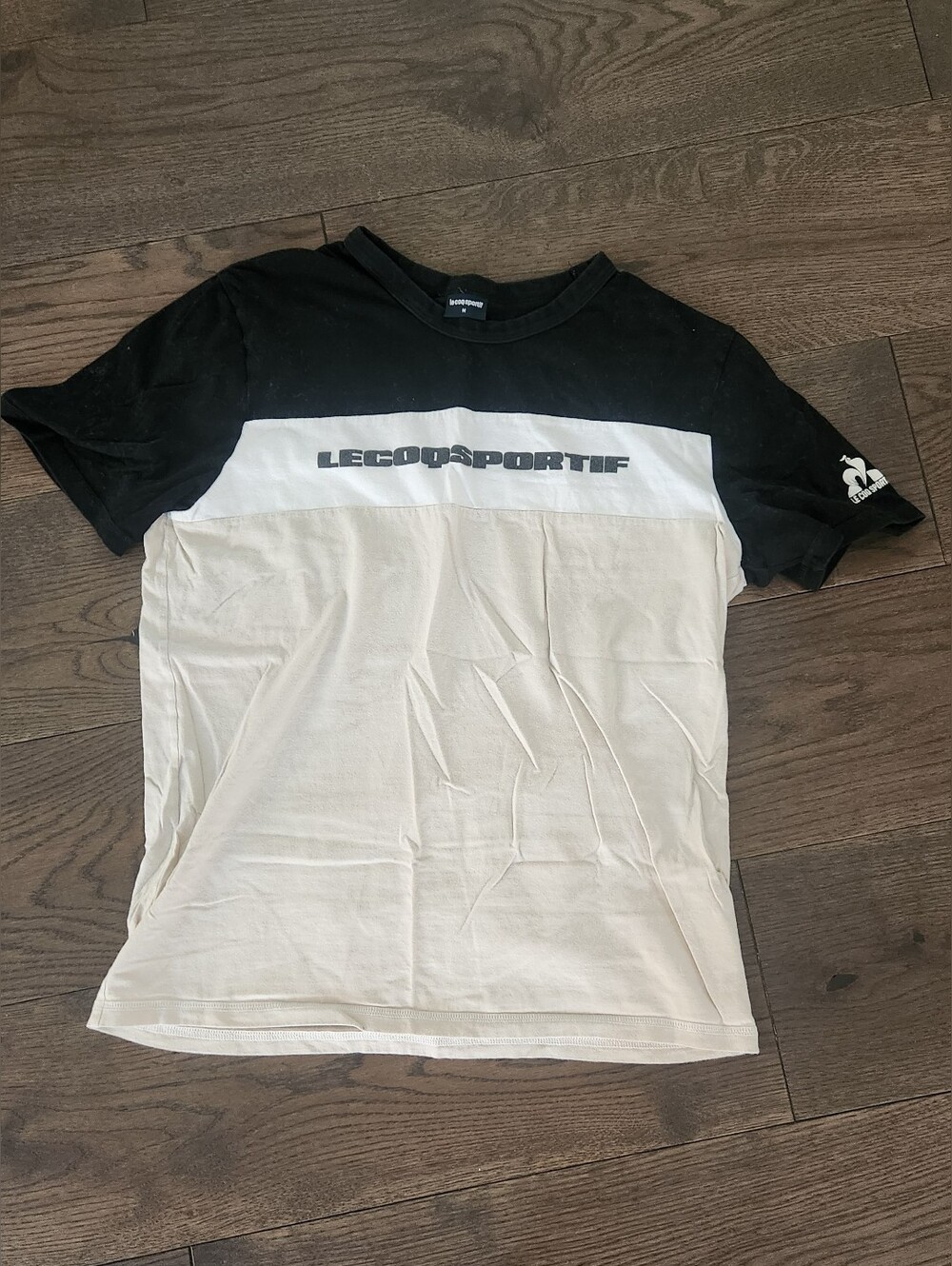 Le Coq Sportif Black Short Sleeve Tee with Logo Tag
